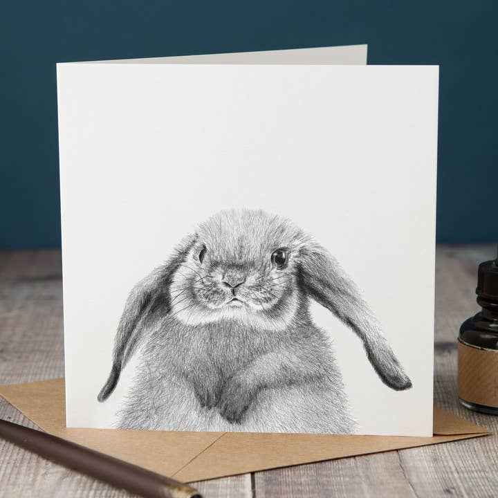 Peeping Rabbit Card for wholesale by Lucy Coggle Designs