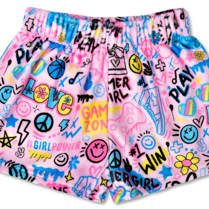 COREY PAIGE GAME ZONE PLUSH SHORTS (X-SMALL - 4-6) for wholesale by Iscream