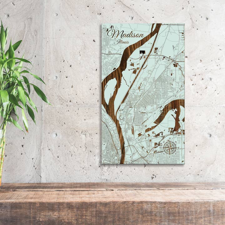 Illinois : Carte des rues de Madison pour la vente par Fire & Pine