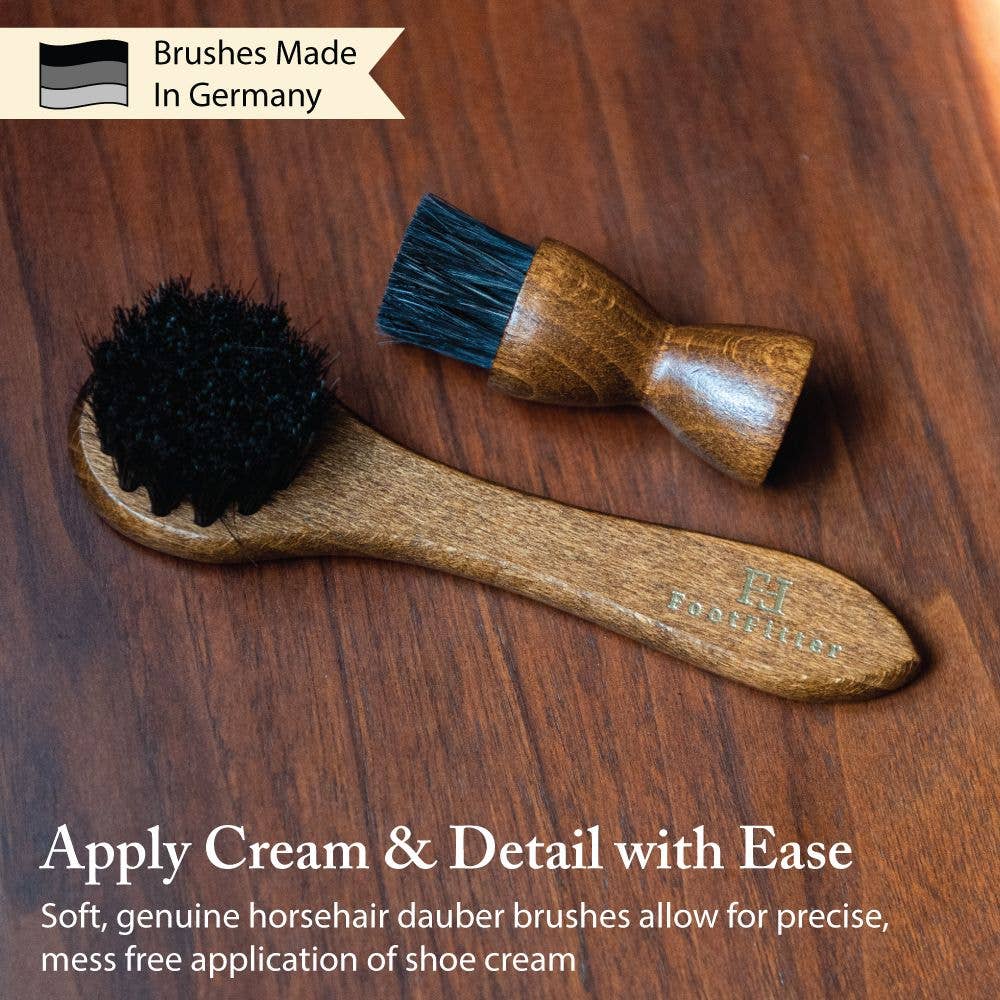 Black FootFitter Shoe Shine Brush & Polishing Set - Classic or Browns for wholesale on Faire4