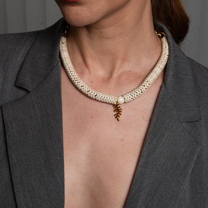 Laka Luka - Wholesale Jewellery set - White Howlite Boho Charm Necklace Set with Coral Accents1