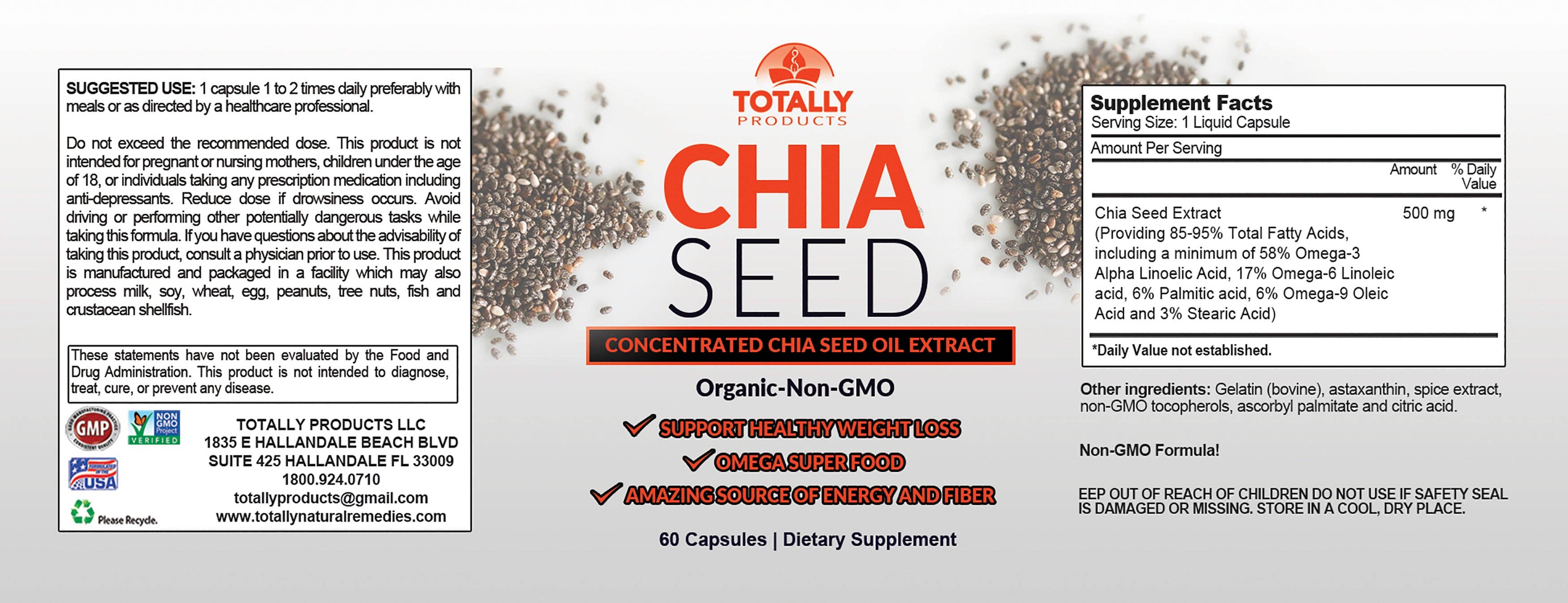 Totally Products - Wholesale Oral Supplement/Vitamin - Chia Seed Oil Extract (60 capsules)2