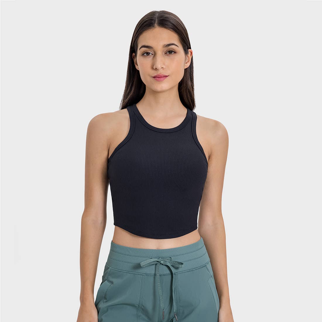Sodalemon - Vendita all'ingrosso Canotta - Donna - Canotta sportiva fitness imbottita a costine con scollo rotondo da donna0