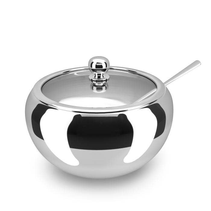 Kook - Wholesale Bowl - Kook Large Stainless Steel Sugar Bowl, Lid & Spoon, 16 oz3