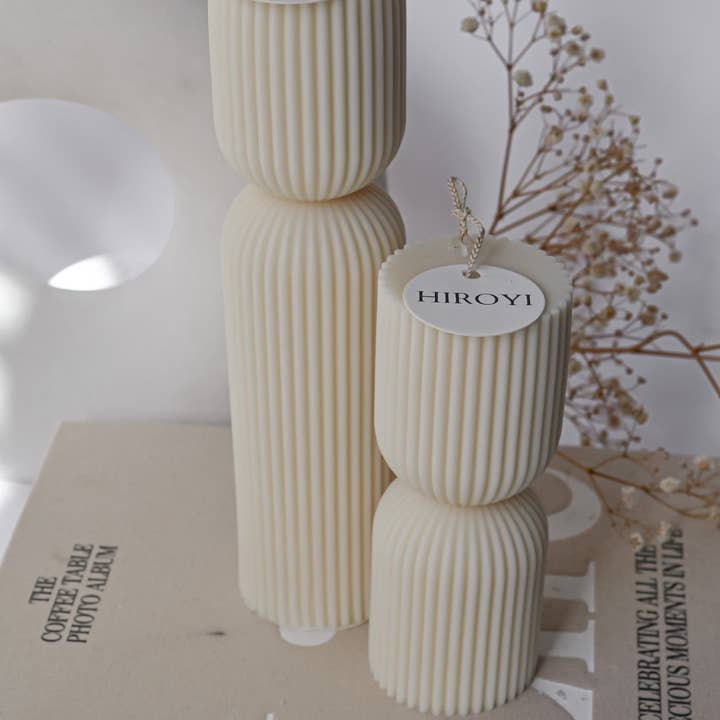 Hiroyi Decor - Wholesale Novelty Candle - Ribbed Elegant Candle Set