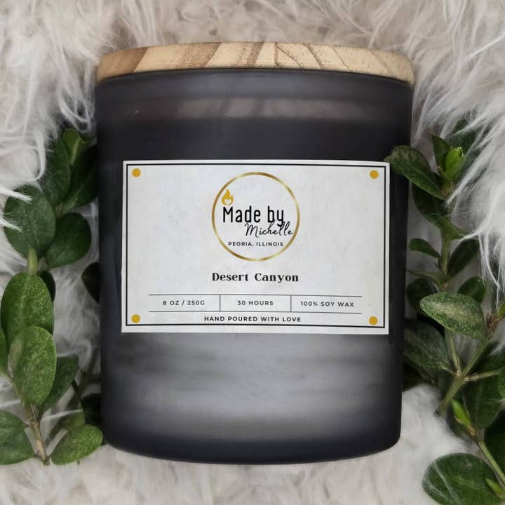 Soy Candle - Desert Canyon - 8oz Grey Frosted Jar for wholesale by Made by Michelle Candles