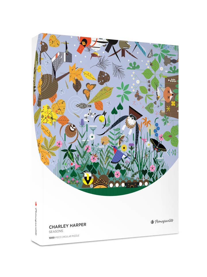 Charley Harper: Jahreszeiten 1000-Teile Rundpuzzle für den Großhandel von Pomegranate