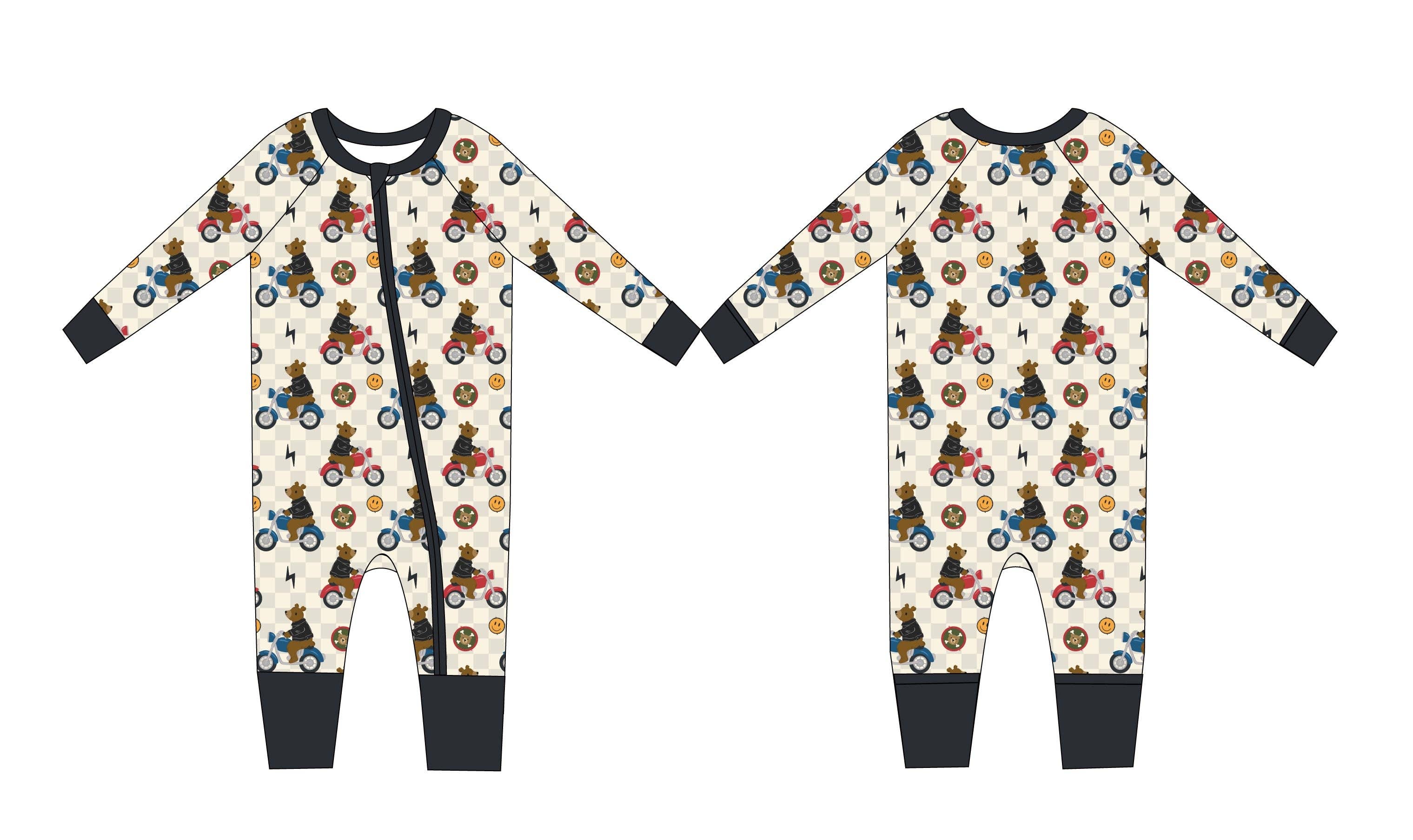 Joan's - Wholesale Sleepsuit - Baby - Biker Bear Zippy (Bear Cub Biker Club)2