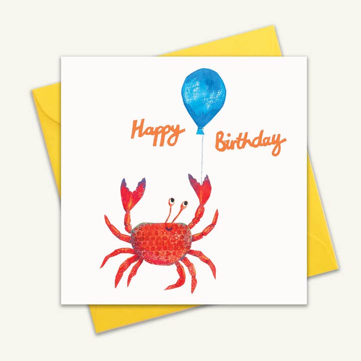Party Crab Birthday Card for wholesale by Kate Read Illustration