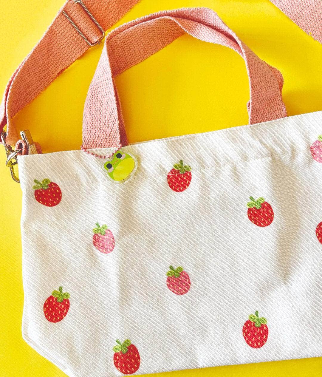 Jessthechen - Wholesale Tote Bag - Women's - Print Canvas Mini Tote | Pink Strawberry