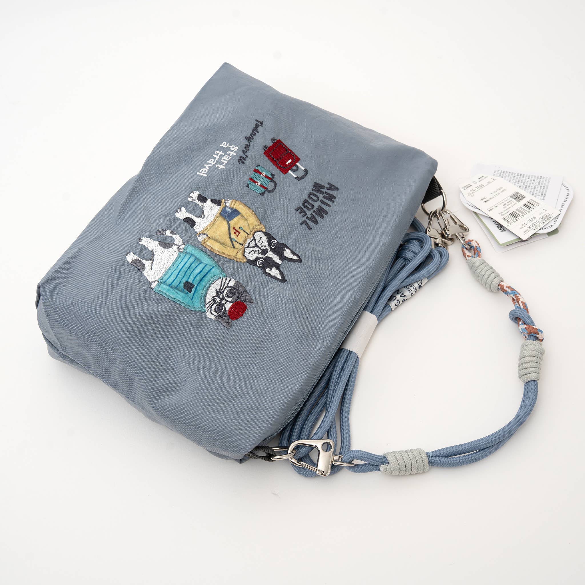 U PLUS INC - Wholesale Crossbody Bag - Unisex - Kusuguru Japan Embroidered Cat Multi-Use Crossbody Bag10