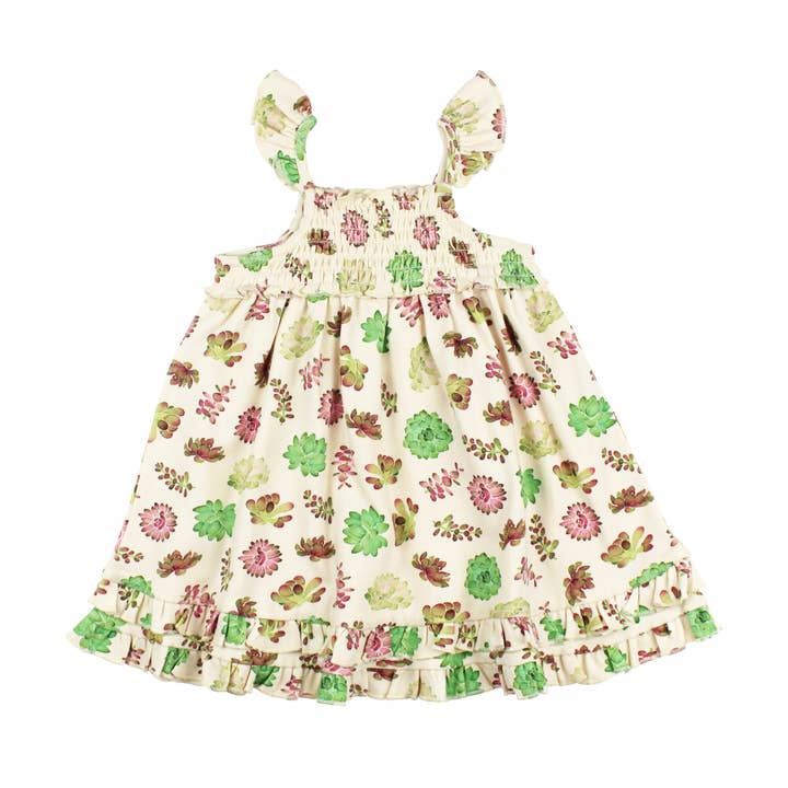 Buttercream Succulents | Organic Smocked Summer Dress for wholesale by L'ovedbaby