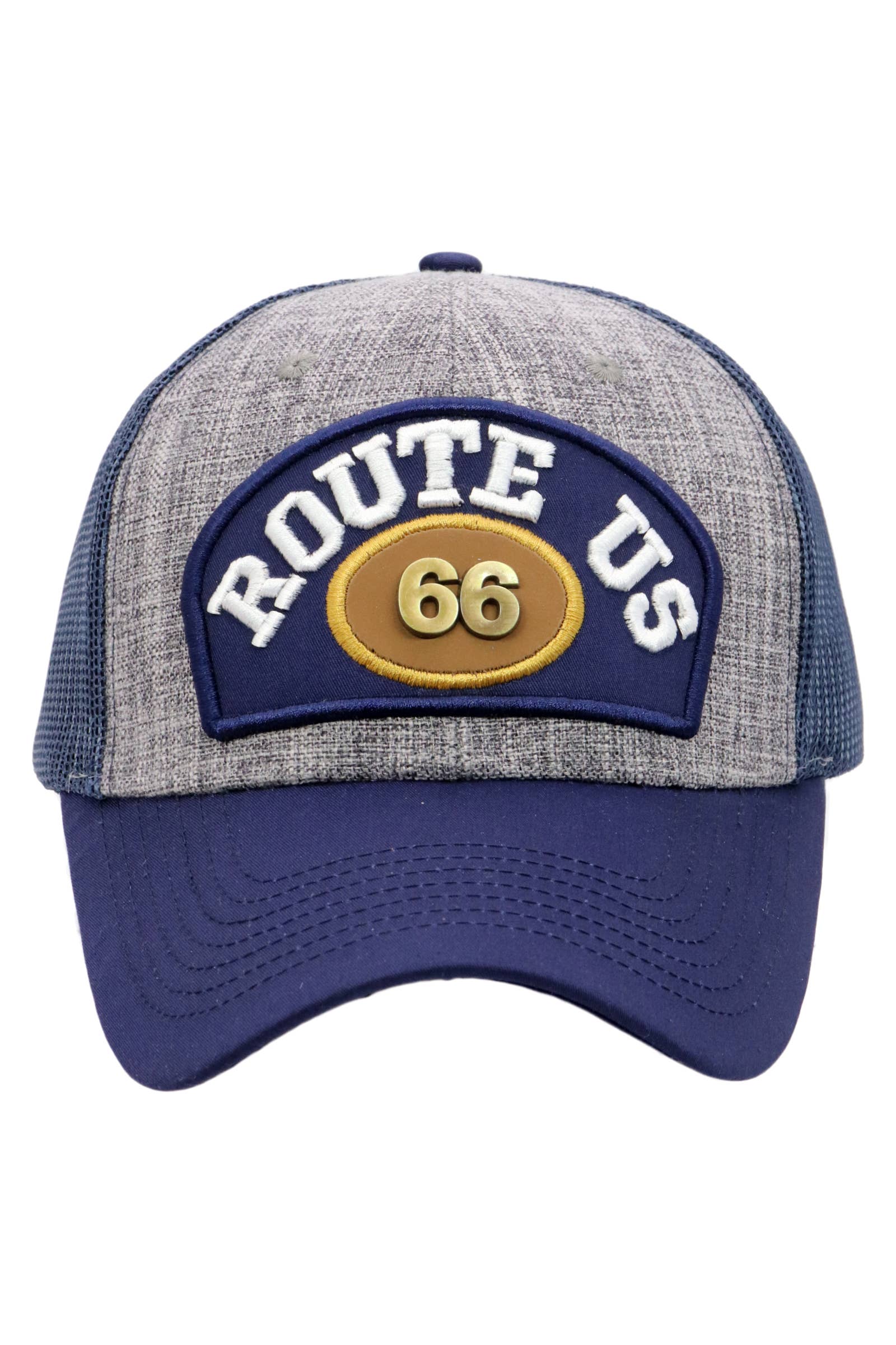 Assorted Route 66 Emblem Mesh Snap Back Trucker Hat for wholesale on Faire5
