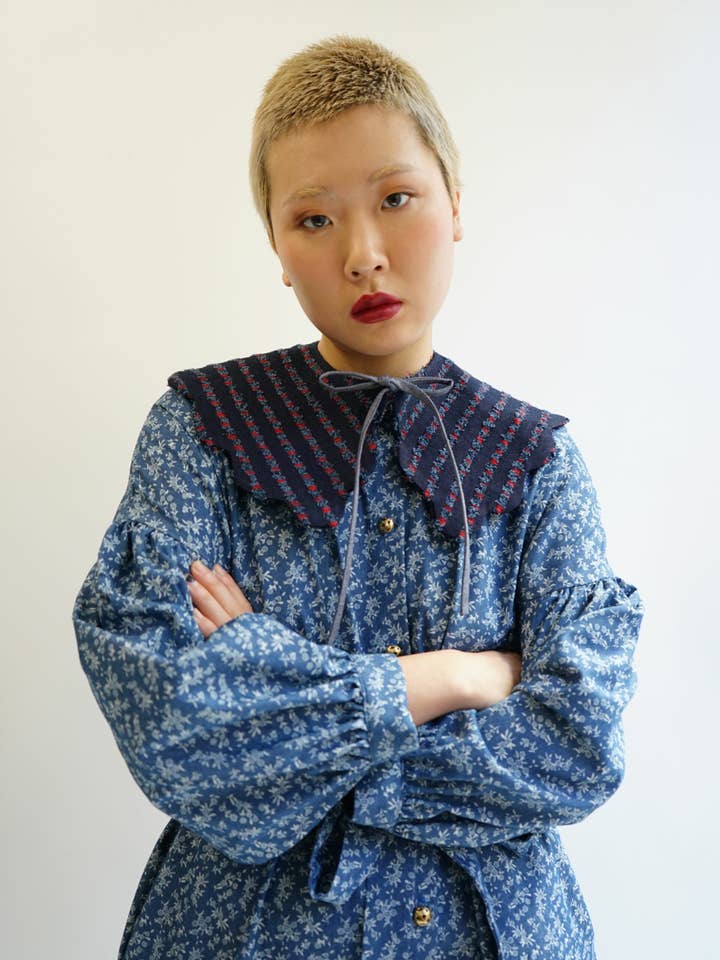 ROSAMEN BADO - Vente Chemise à col boutonné – femme - Col COLETTE - FANCY DENIM7