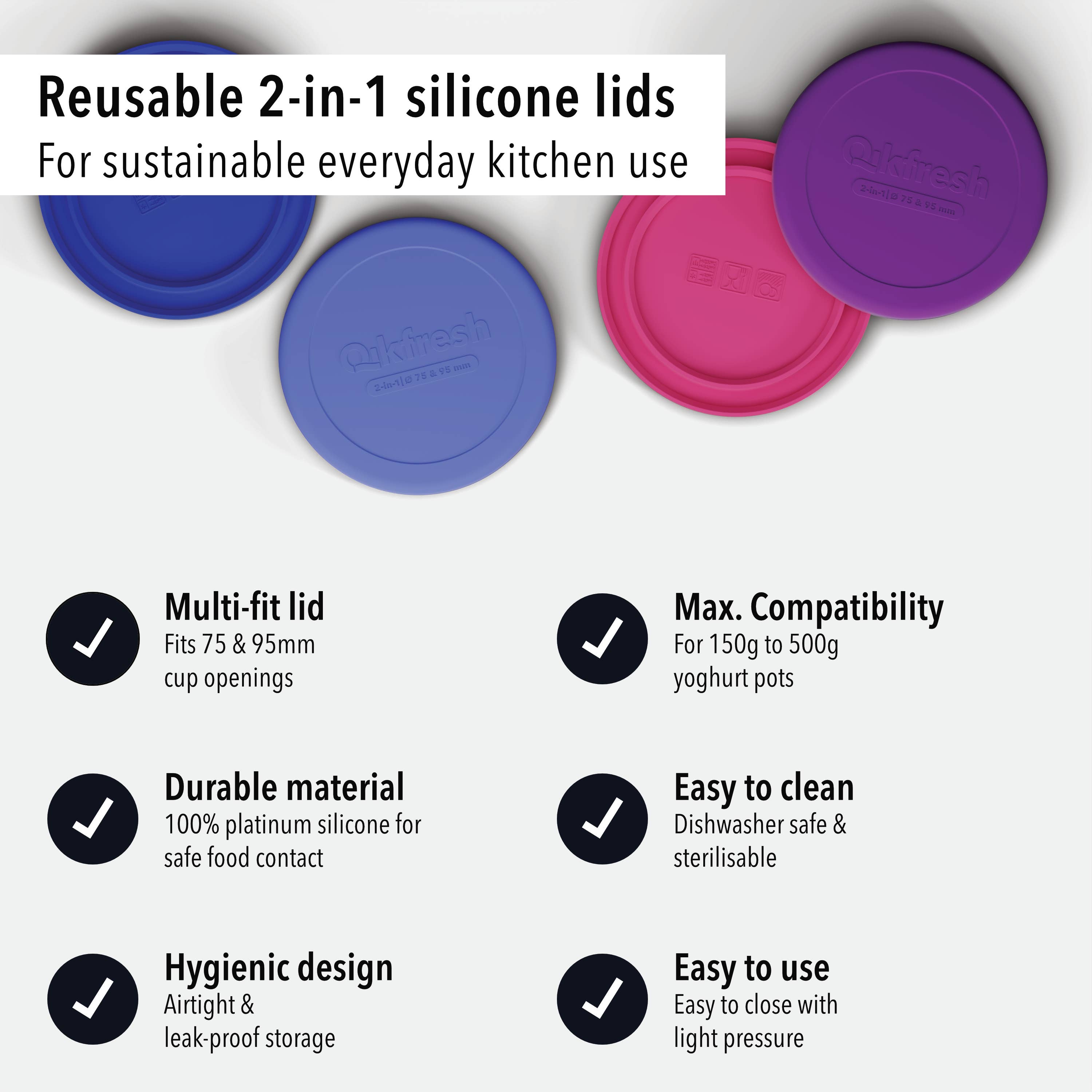 Qikfresh - Wholesale Food Storage Container - Reusable freshness lid for yogurt cups5