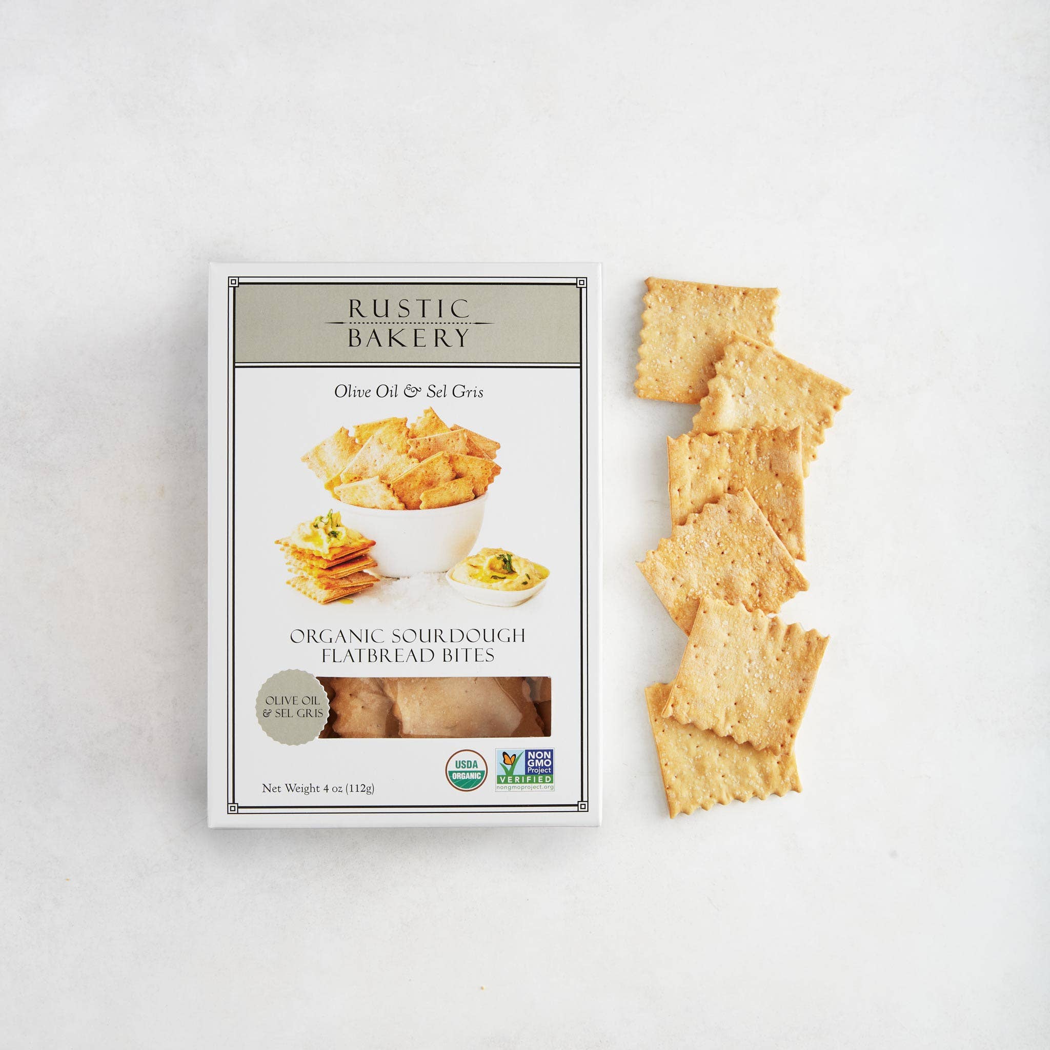 Rustic Bakery - Wholesale Crackers - BITES - Olive Oil & Sel Gris Box  12/case2