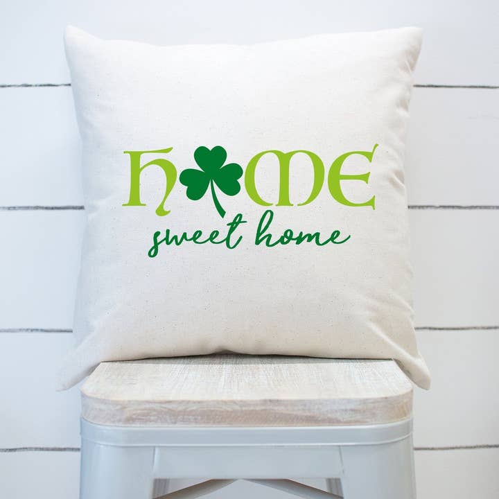Home Sweet Home St.Patricks Day Pillow Cover Green Irish for wholesale by Rising Tide Vintage