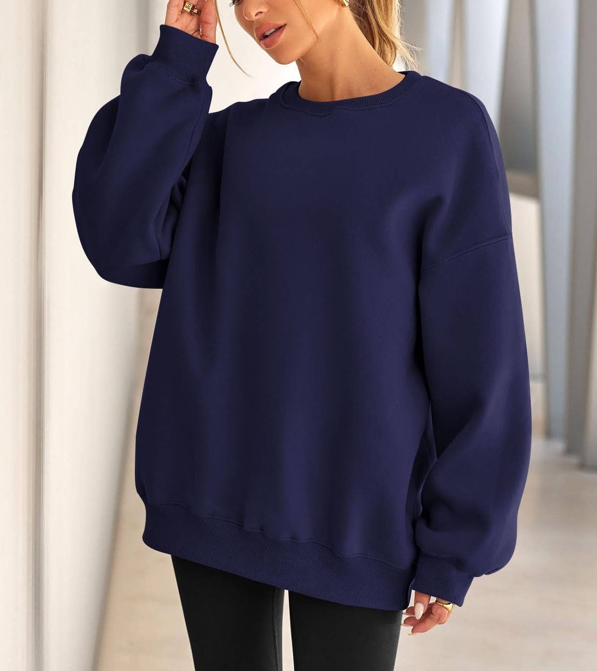 Masyal - Wholesale Sweatshirt - Women's - Women Oversize Fleece Crew Neck Sweatshirts6