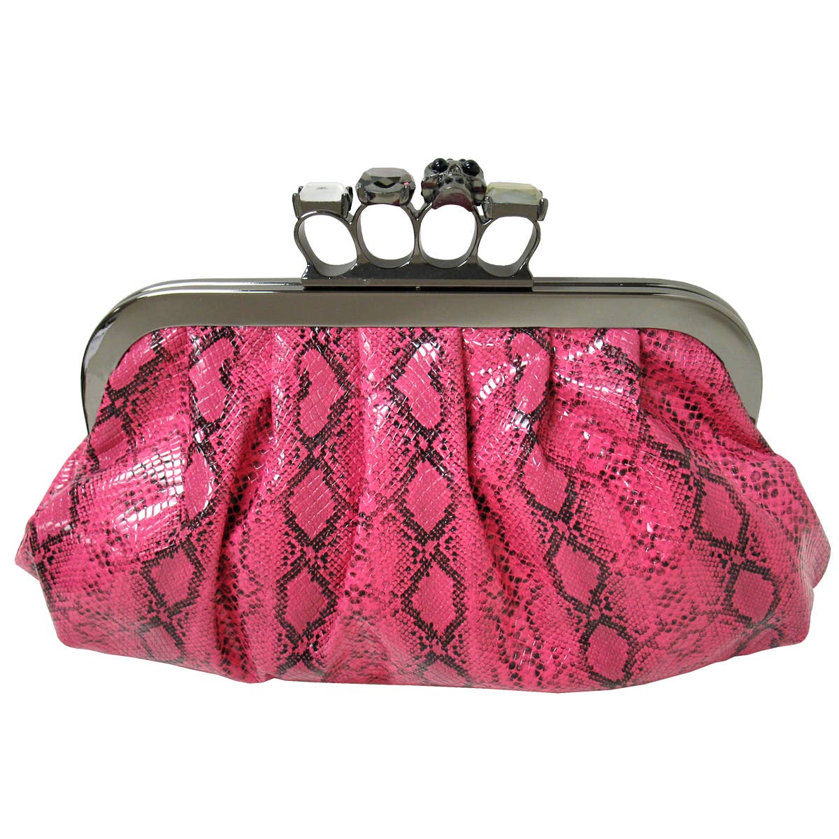 JNBFASHION.COM – Engroshandel Clutch - Dame – Python Print Skull Knuckle Clutch1