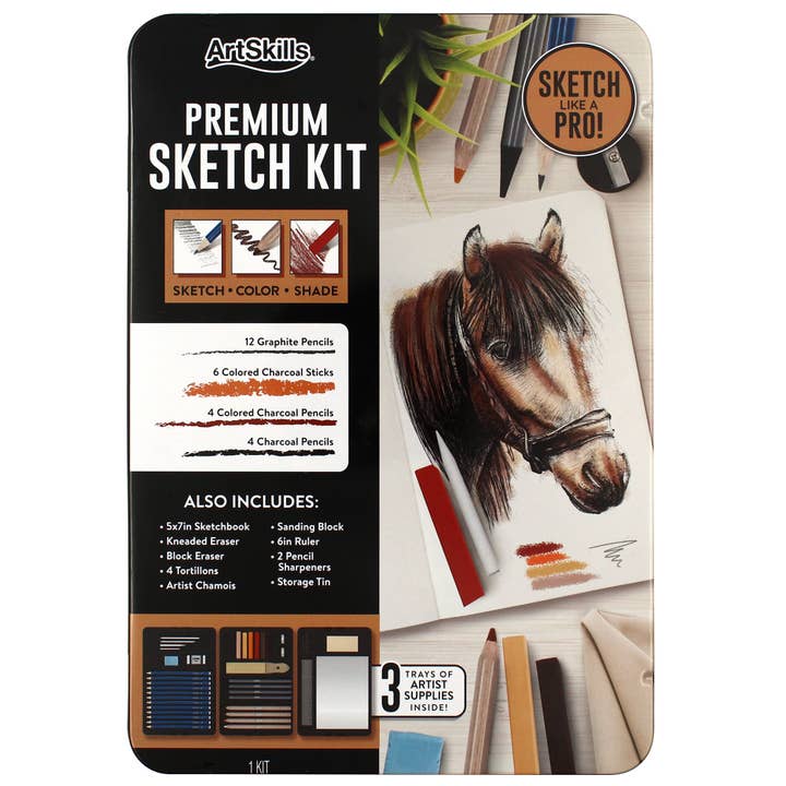 ArtSkills - Wholesale Sketchbook/Sketchpad - Charcoal and Graphite Sketch Kit, 39 Pieces