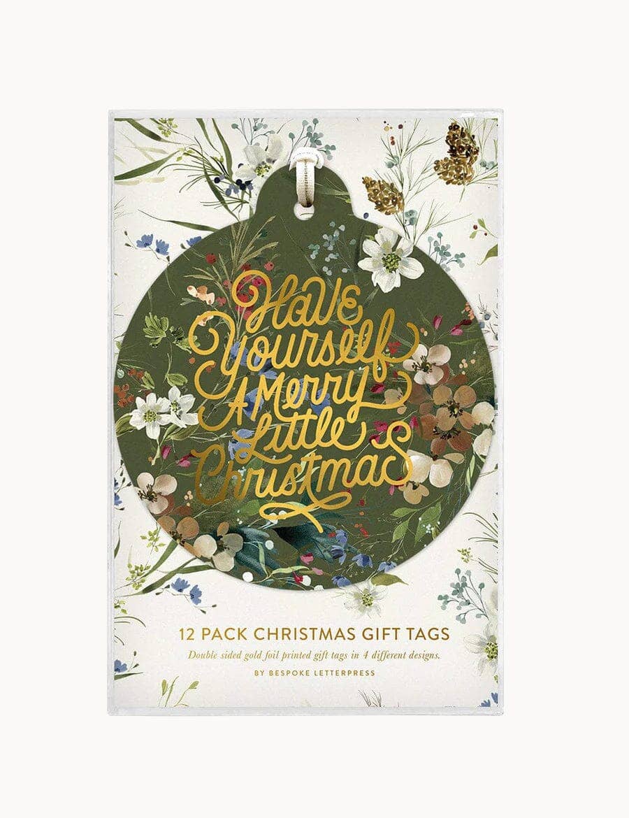 Bespoke Letterpress - Vente Étiquette cadeau - Étiquettes-cadeaux de Noël 12pk "Un jardin de Noël" (Boule)0
