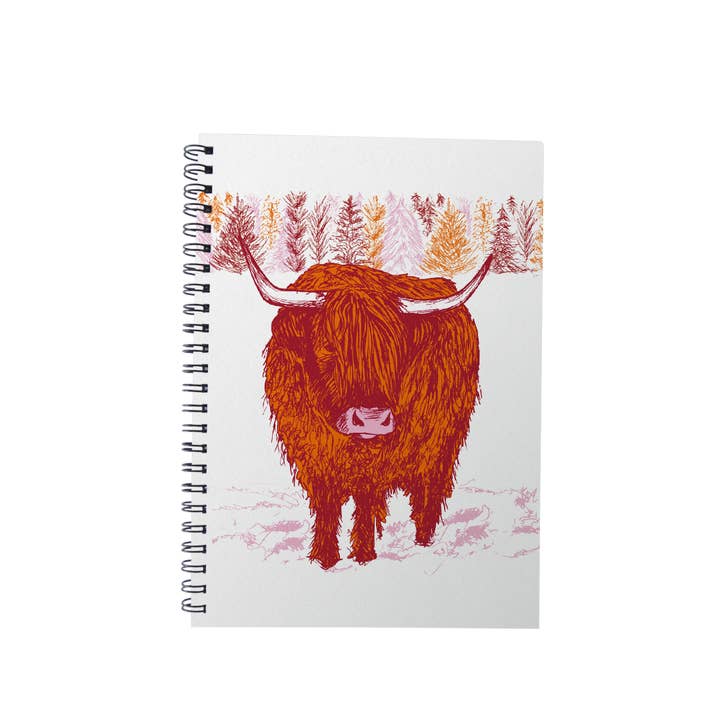 Carnet à spirale Cherith Harrison Trusty Highland Cow pour la vente par Parkwood Springs
