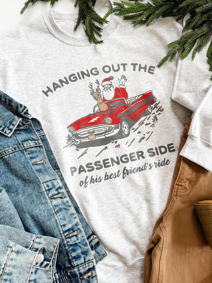 Mugsby - Wholesale Graphic Sweatshirt - Women's - Santa Sweatshirt, Christmas Sweatshirt, Santa Rudolph