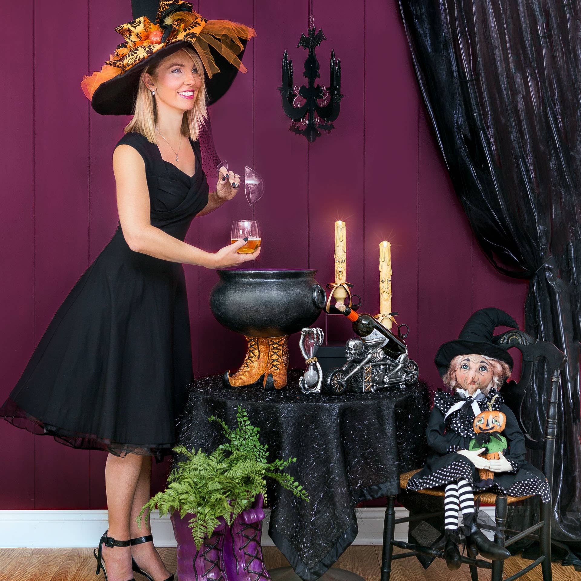 C&F Home - Wholesale Flameless Candle - Halloween Frick & Frack Gathered Traditions LED Candlestick2