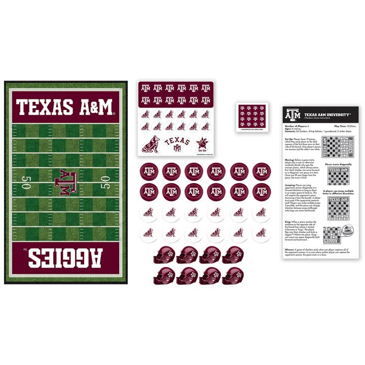 Masterpieces Puzzles - Wholesale Board Game - Texas A&M Aggies Checkers Board Game
