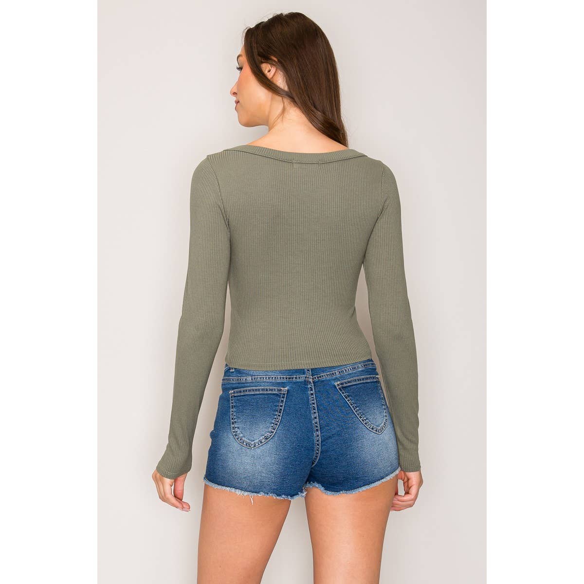 Popular 21 - Wholesale Knit Top - Women's - Ribbed Long Sleeve Wide Neck Top1