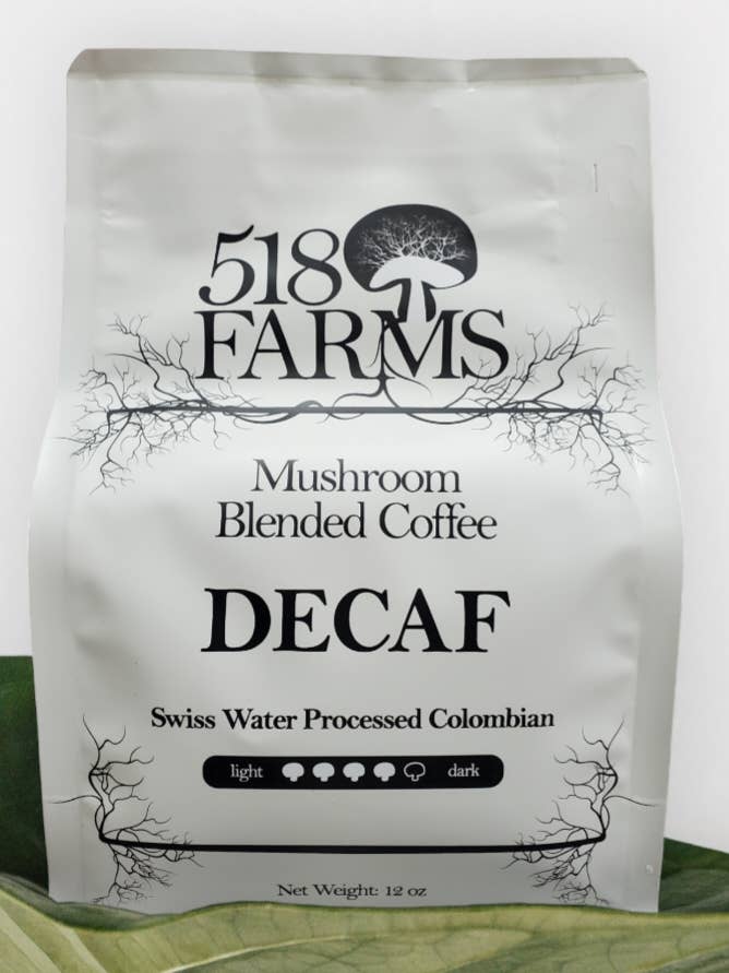 Mushroom Blended Decaf Coffee for wholesale by 518 Farms