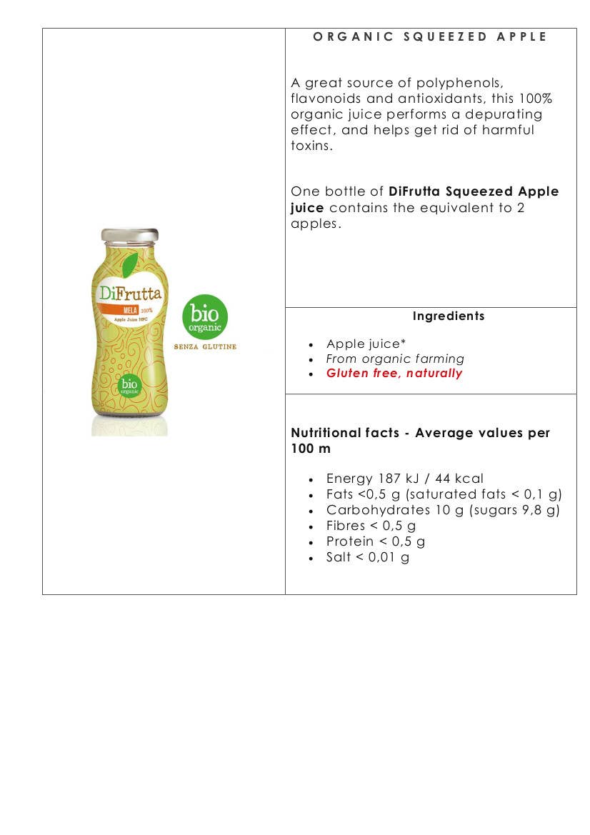 Metina SAS - Wholesale Fruit Juice - Organic Squeezed Apple DiFrutta organic fruit juice 20 cl.2