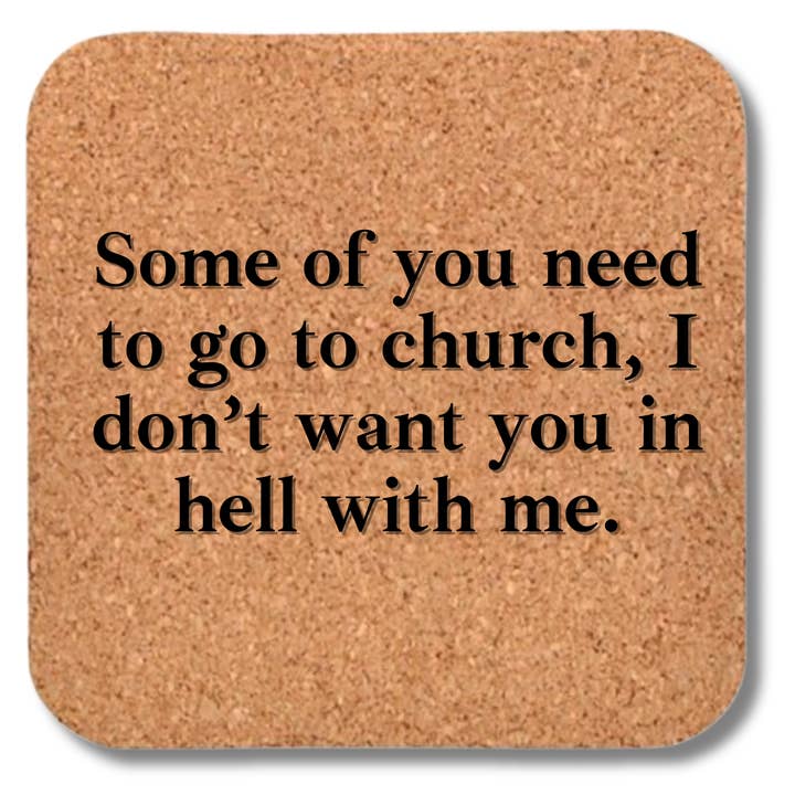 Dessous de verre en liège - Certains d'entre vous doivent aller à l'église pour la vente par Buffalovely