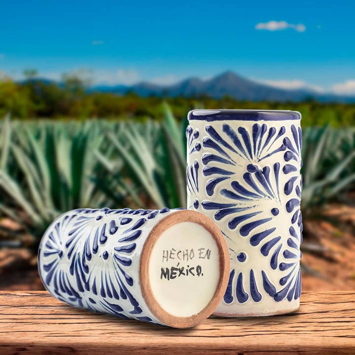 MEXTEQUIL - Wholesale Shot Glass - Vibrant Hand-Painted Talavera Mexican Ceramic 2 Oz Shot Glasses Set5