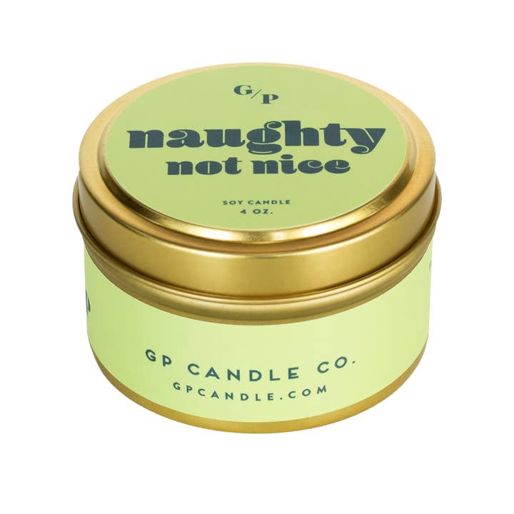 GP Candle Co. - Wholesale Travel Candles - Naughty not Nice Just Because 4 oz. Candle Tin1