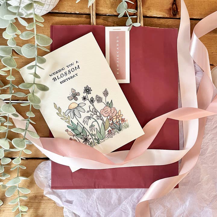 Birthday – “Wishing You A Blossom Birthday” Garden Pun Card for wholesale by kenziecards