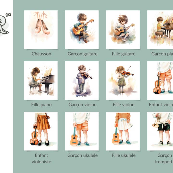 L'atelier Toudou - Wholesale Wanddecoratie - Kinderen en baby - Wanddecoratie voor baby-/kinderkamer voor jongens ukelele - thema Passie2