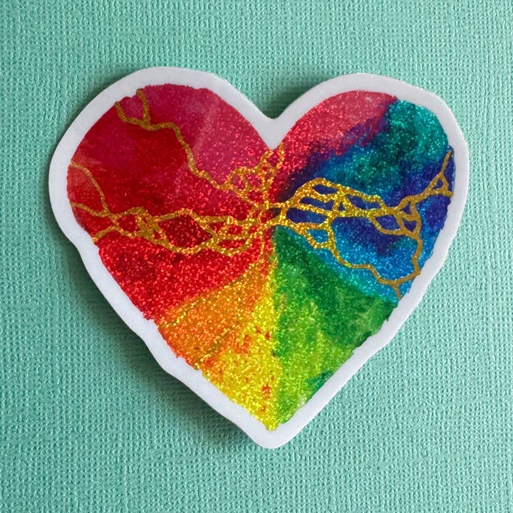 Glitter Heart Sticker - Chasing Rainbows for wholesale by hollymarshmallow