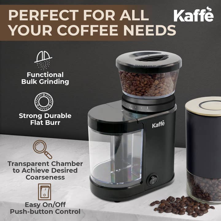 Kaffe - Wholesale Coffee Grinder - Kaffe Electric Burr Coffee Grinder Stainless Steel - 5.5 oz