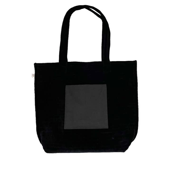 Quilted Black Velvet Everything Tote Bag for wholesale by Quilted Koala