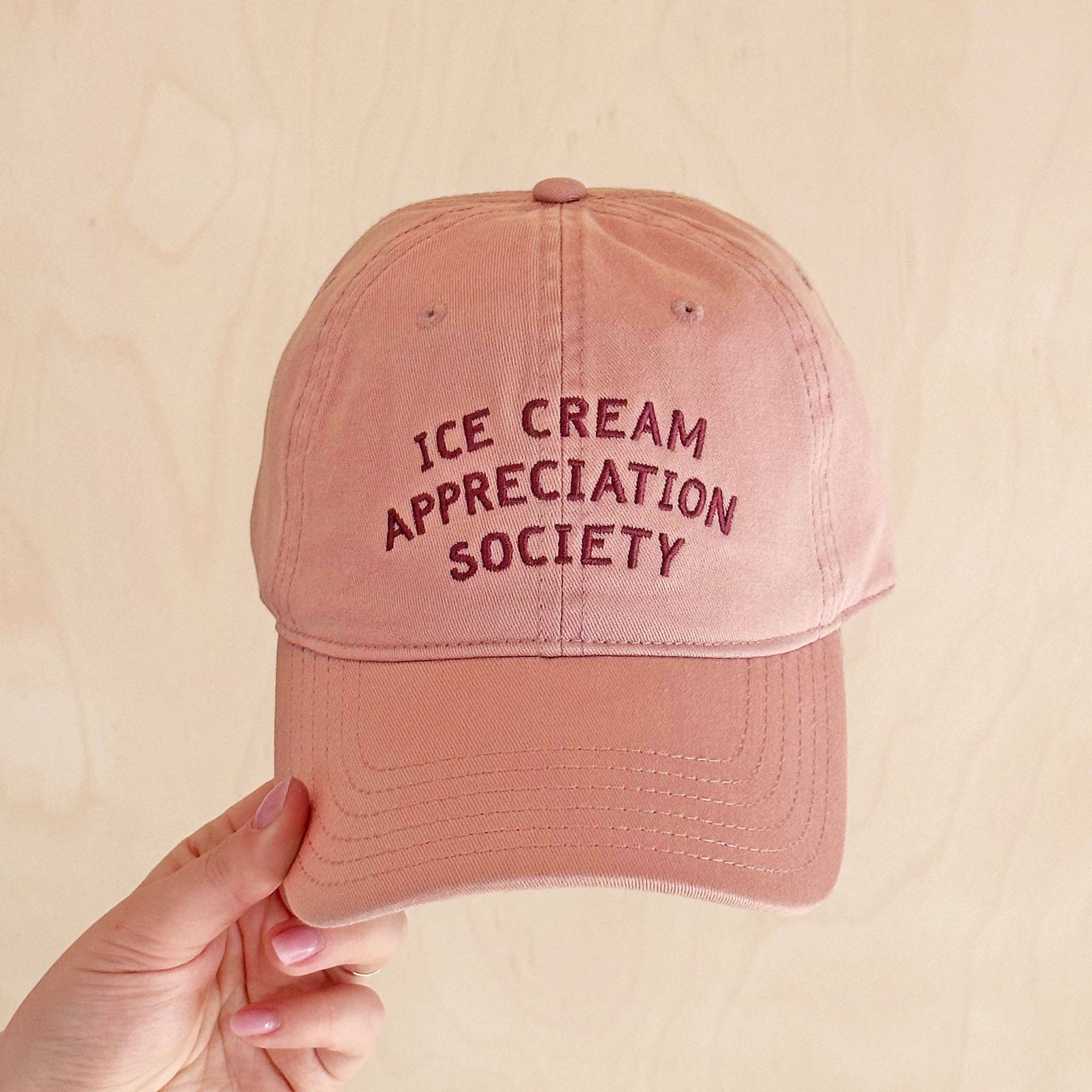 Alphabet Bags – wholesale Baseball cap – Unisex – Ice Cream Appreciation Society - Cotton Baseball Cap - Dusty Rose5