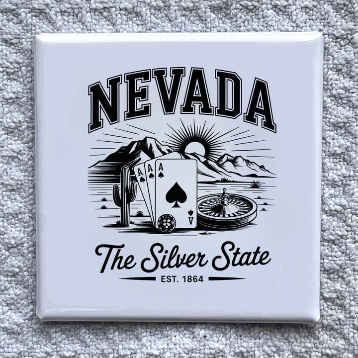 Nevada 2x2" Statemagnet-Handgjort Kylskåpssouvenir för wholesale av Made With Aloha Magnets,llc