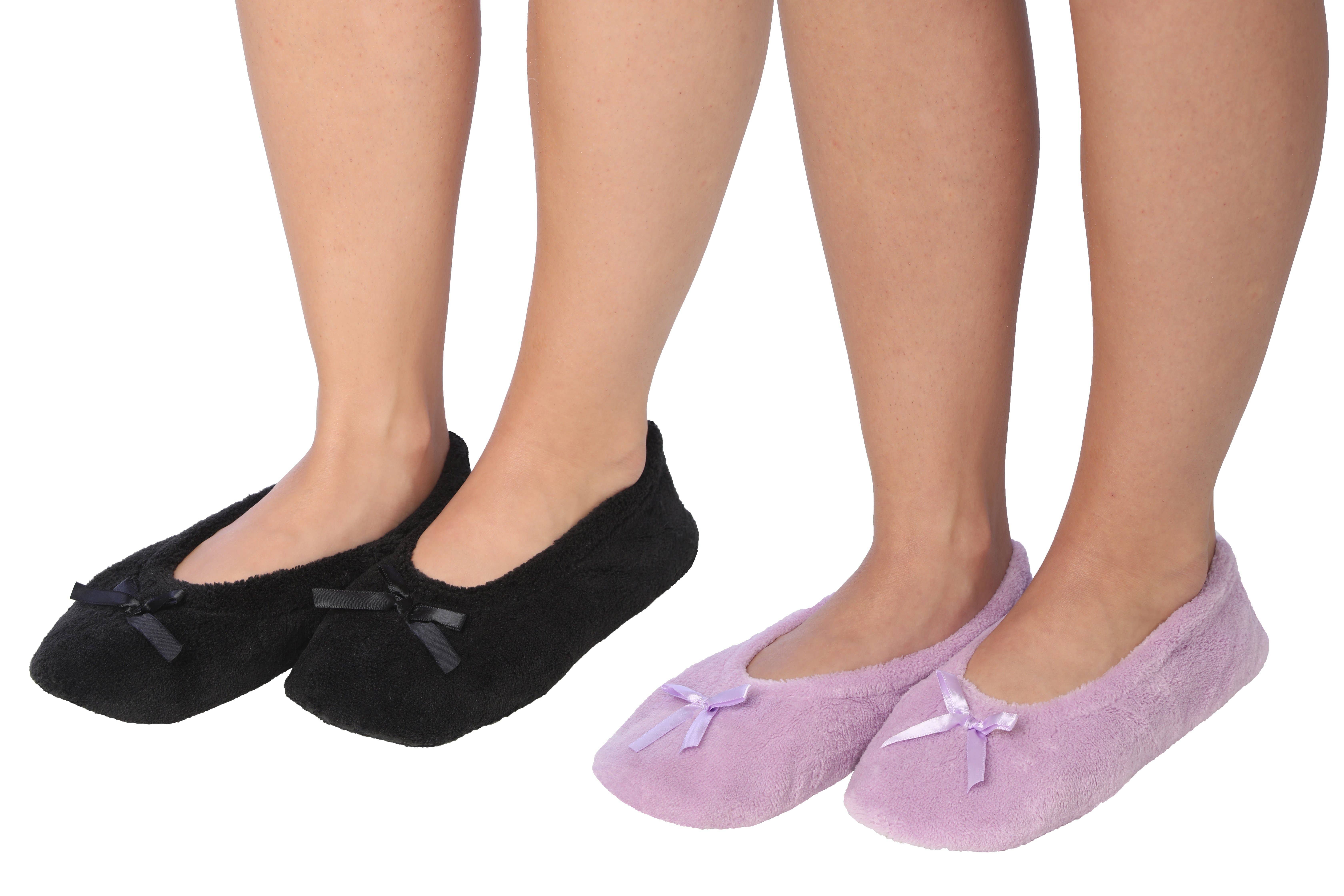 Roxoni - Vente Chaussons – femme - Pantoufles ballerines en daim pour femmes (lot de 2)8