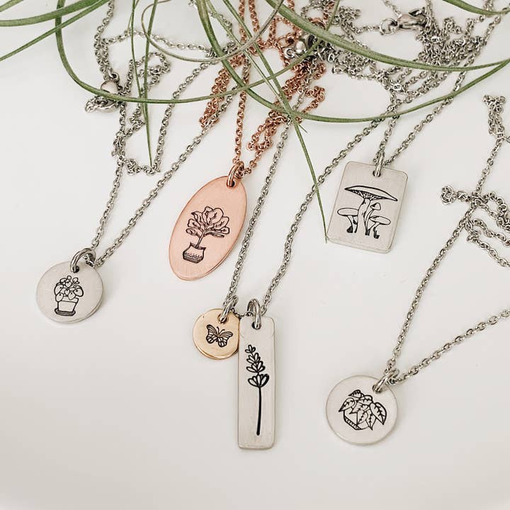 JOY IN THE MORNING - Wholesale Pendant/Charm Necklace - Fiddle Leaf Fig Necklace, Plant Lady
