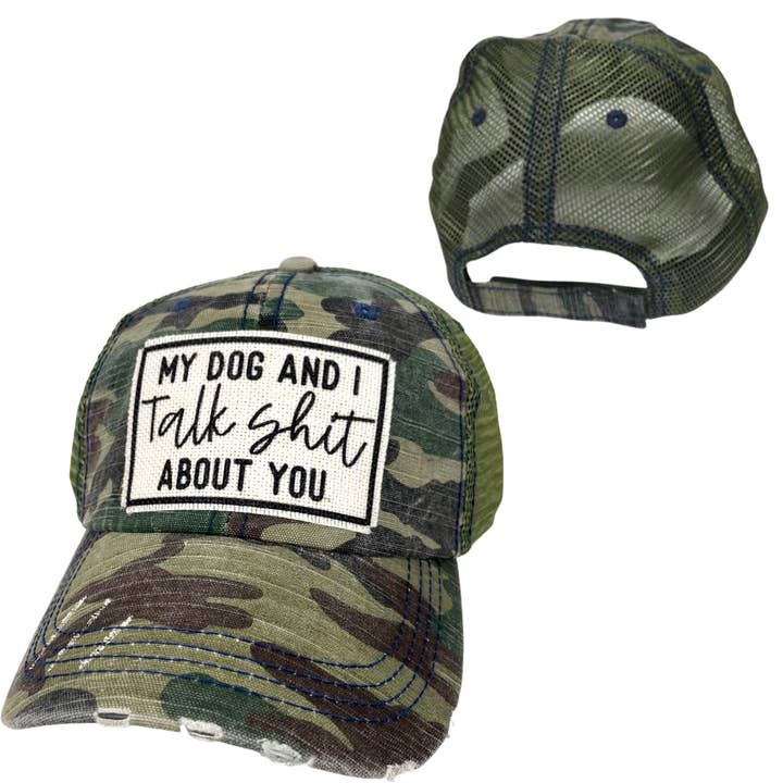 dkhandmade - Wholesale Trucker Hat - Unisex - MY DOG AND I TALK SHIT ABOUT YOU | UNISEX HAT | DISTRESSED