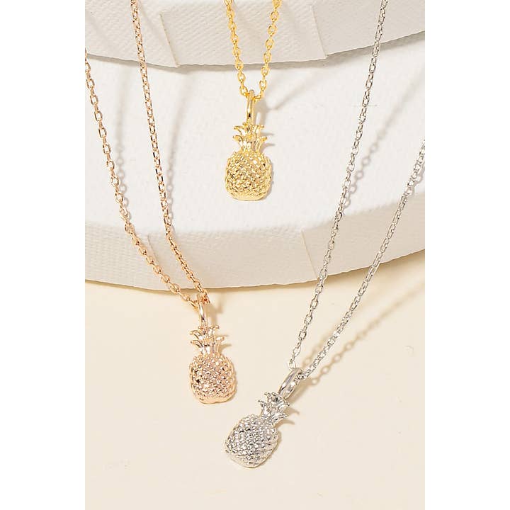 Fame Accessories – Großhandel Kette mit Anhänger/Charm – Gold getauchte Ananas Anhänger Halskette