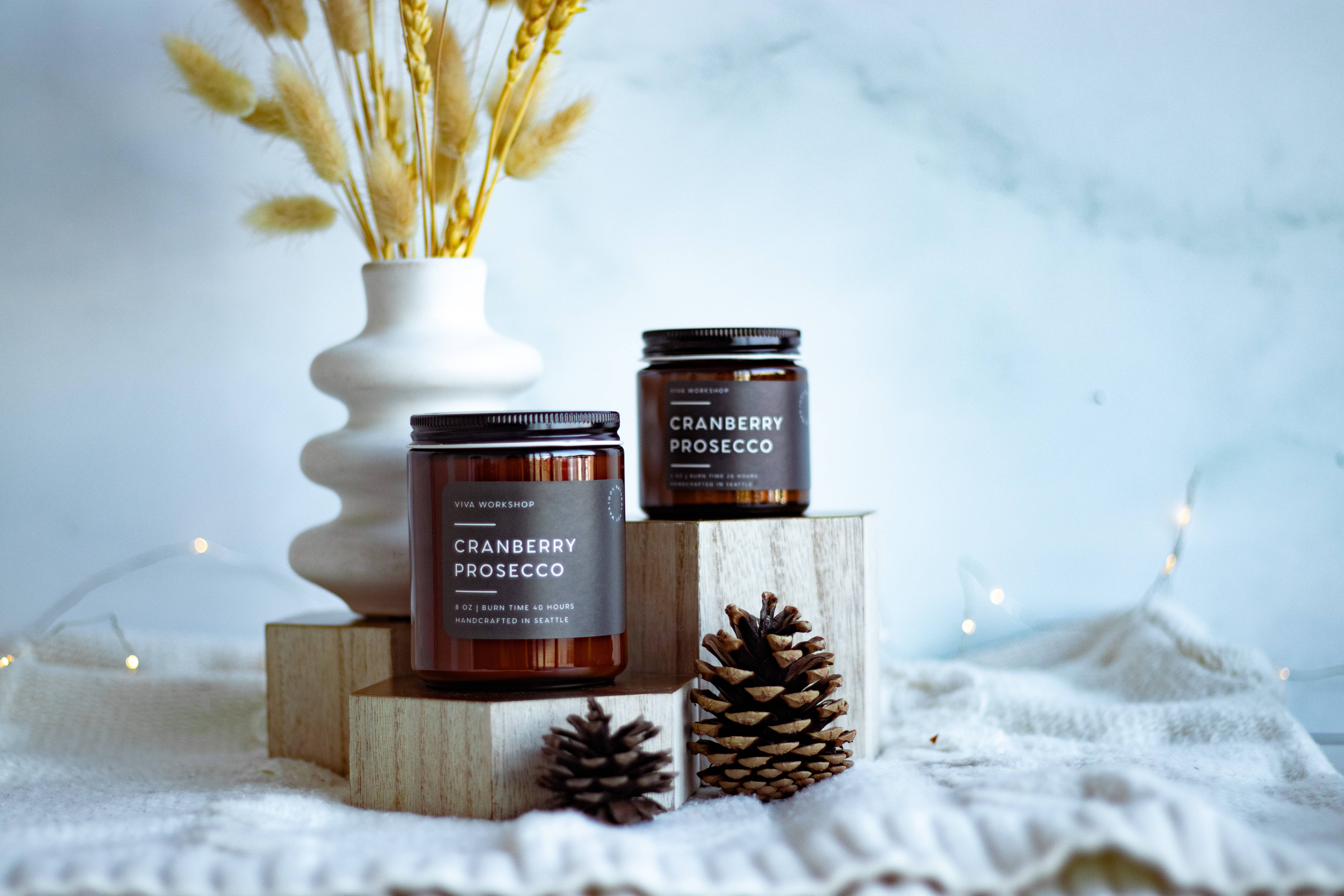 Viva Workshop - Wholesale Jar/Filled Candle - Cranberry Prosecco – Festive Scented Soy Candle8