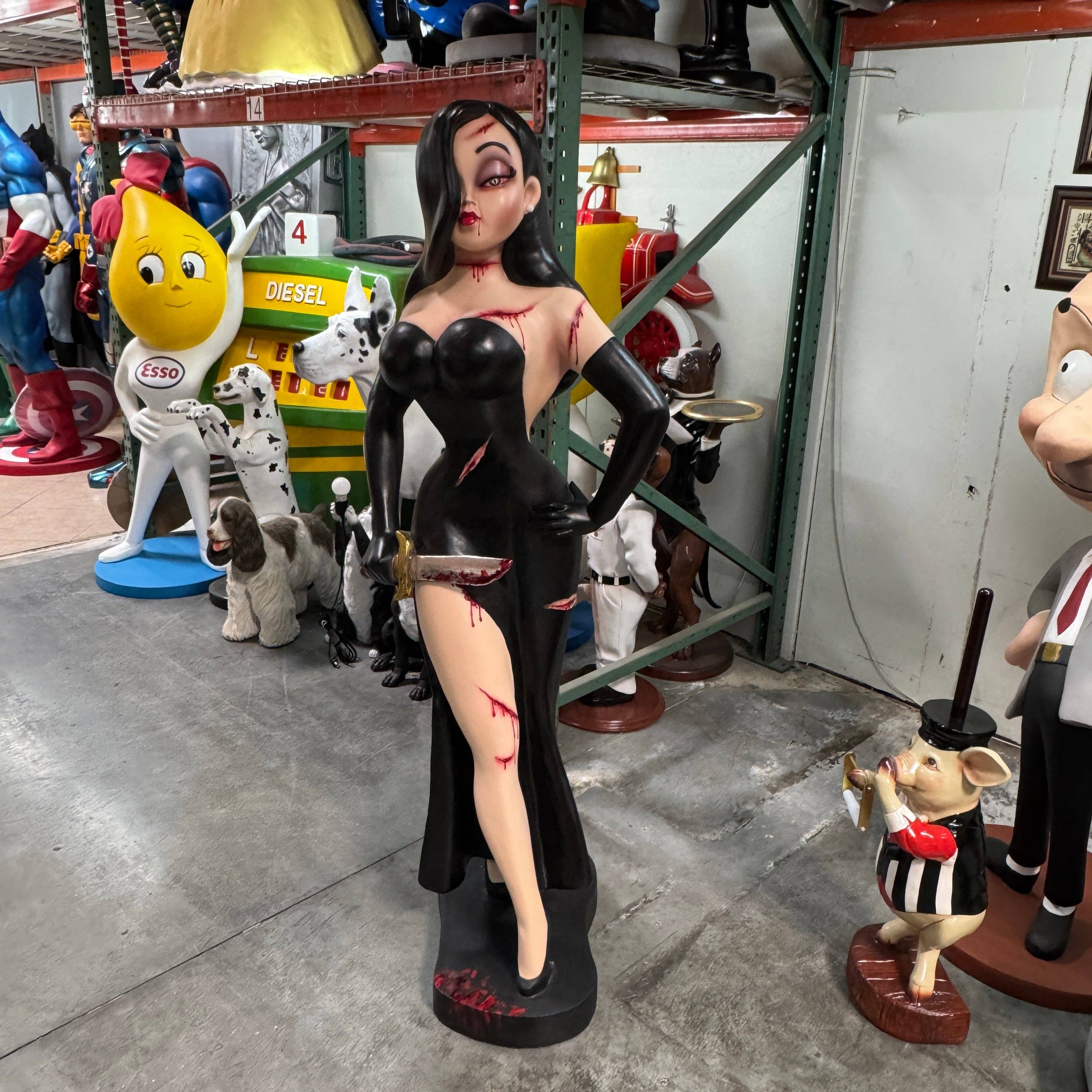 LM Treasures - Wholesale Decorative Figurine - Scary Jessica in Black Life Size Statue3