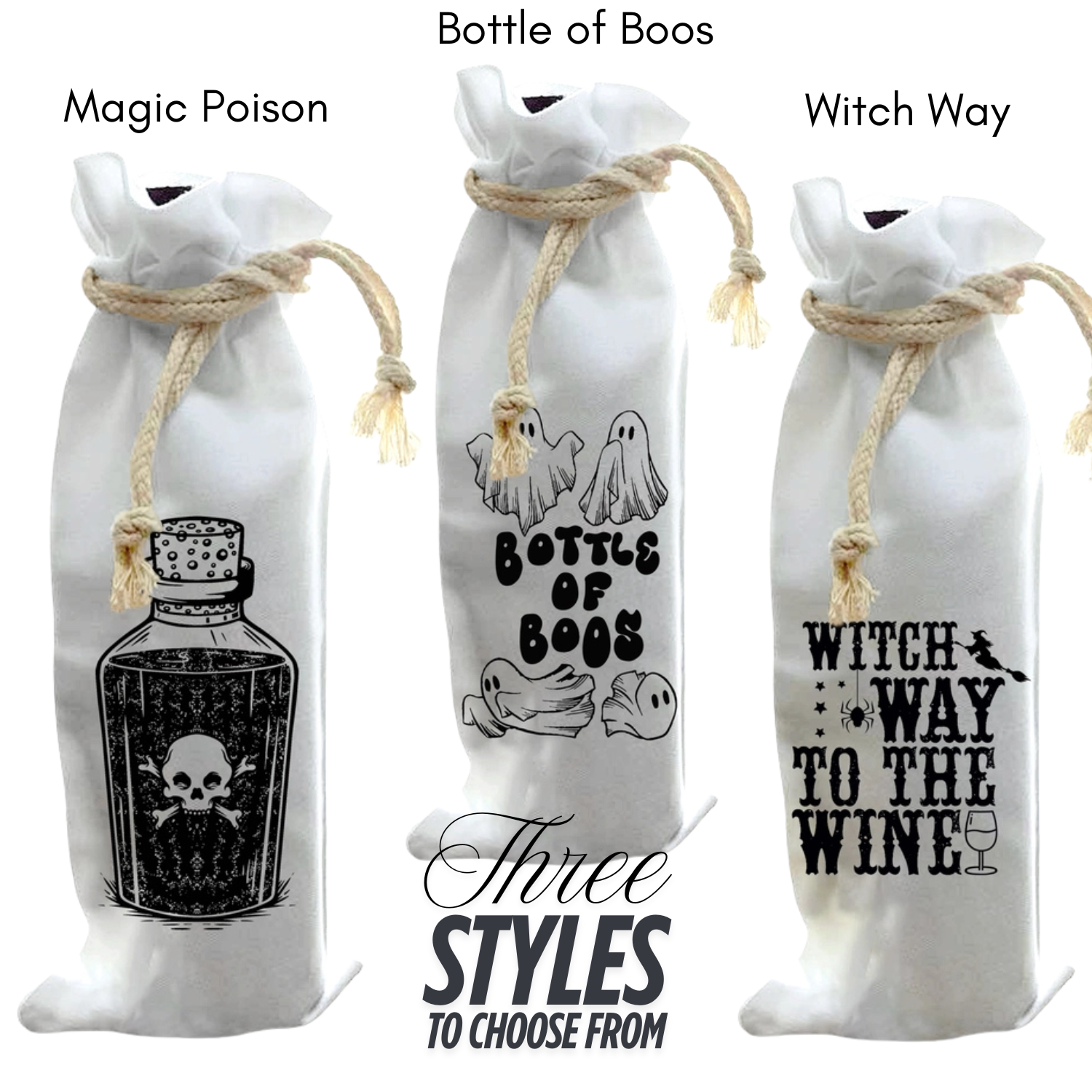 Jolitee - Wholesale Wine Gift Bag - Bottle Bags - Halloween 3 Styles to Choose From6