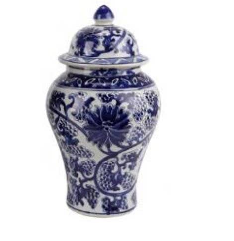 The French Bee & Co - Wholesale Decorative jar - Ginger Jar, Chinoiserie Blue & White, Lotus Design0